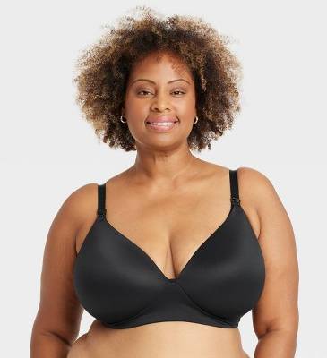 Women's Wirefree Absorbent Nursing Bra - Auden™ Black 40C: Adjustable Convertible Straps, Molded Wireless Cups
