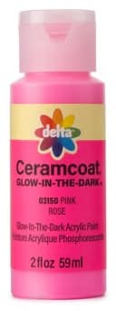 Delta Ceramcoat Glow-In-The-Dark Acrylic Paint, 03150 Pink Rose (2 fl oz)