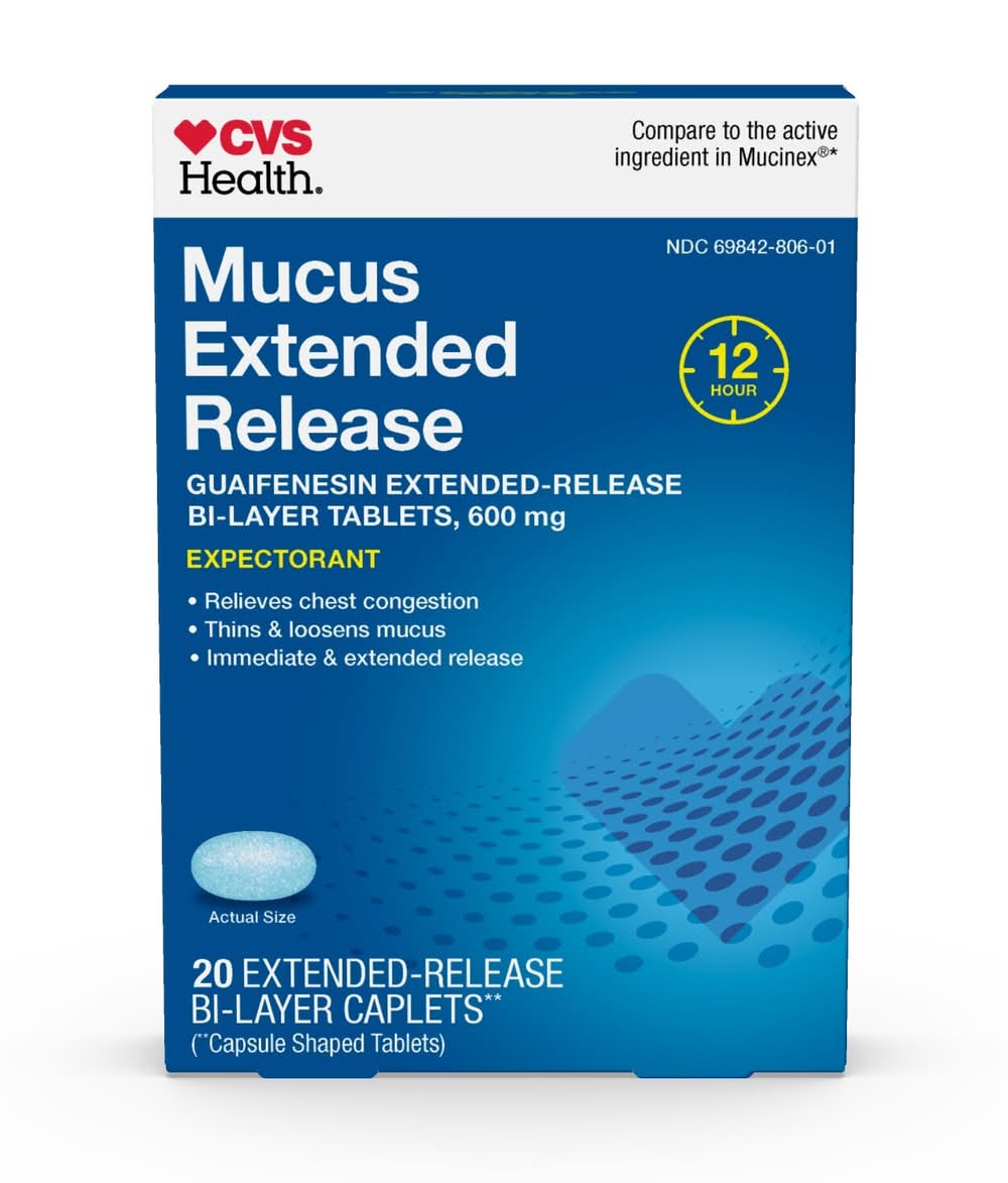 CVS Health Mucus Extended Release & Chest Congestion Expectorant Relief 600 mg (20 ct)