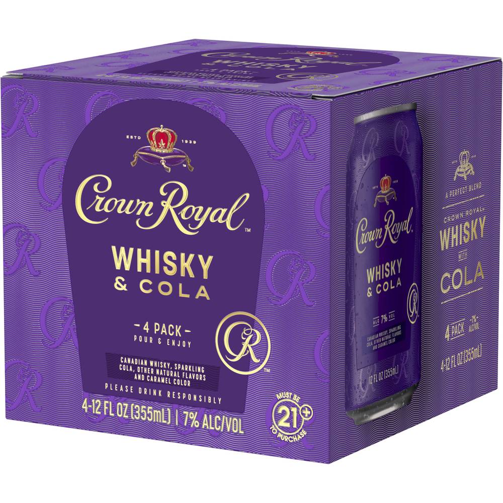 Crown Royal Canadian Whisky & Cola (4 pack, 12 fl oz)