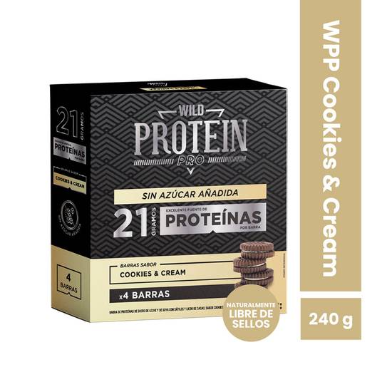 Wild protein barras de proteína cookies & cream (caja 4 u)