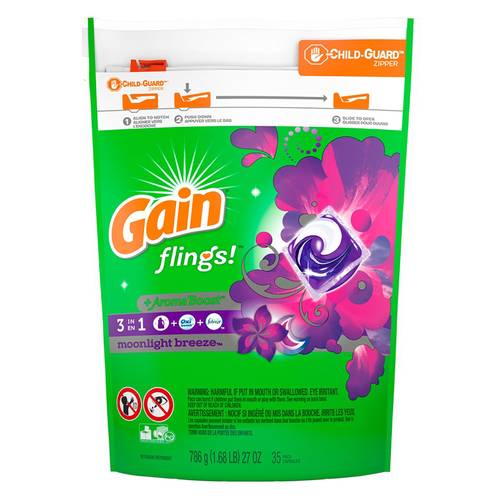 Gain flings! Moonlight Breeze Aroma Boosting Laundry Detergent Pacs 35ct