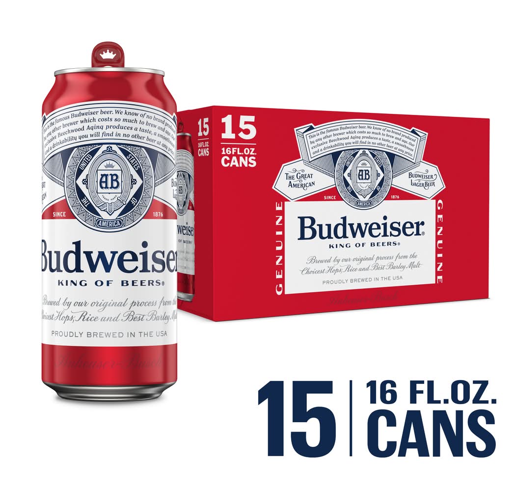 Budweiser Domestic Pale Lager Beer (15 x 16 fl oz)