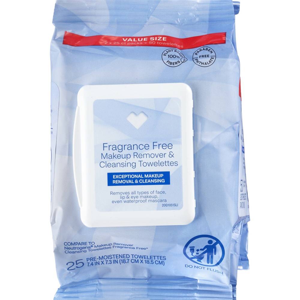 CVS Beauty Fragrance-Free Cleansing and Makeup Remover Towelettes, 50CT