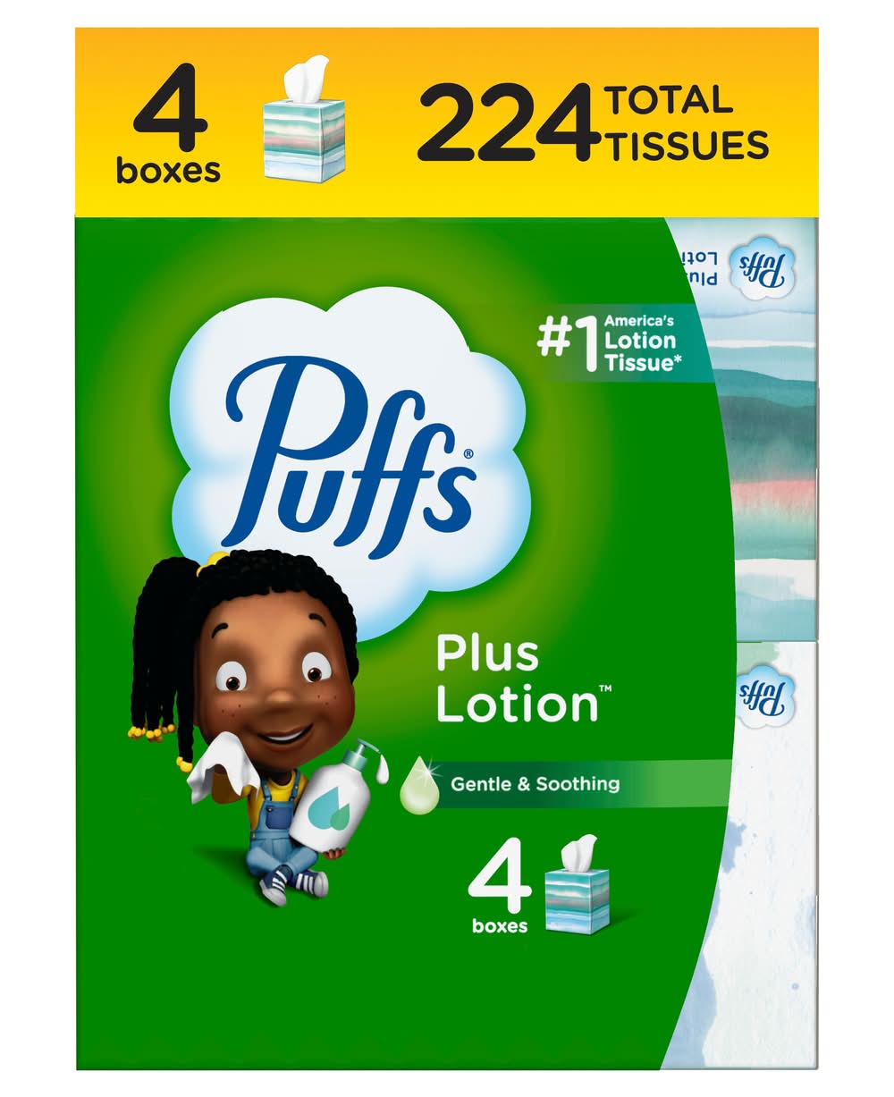 Puffs 4 -Pack Facial Tissue ( 56 -Count )