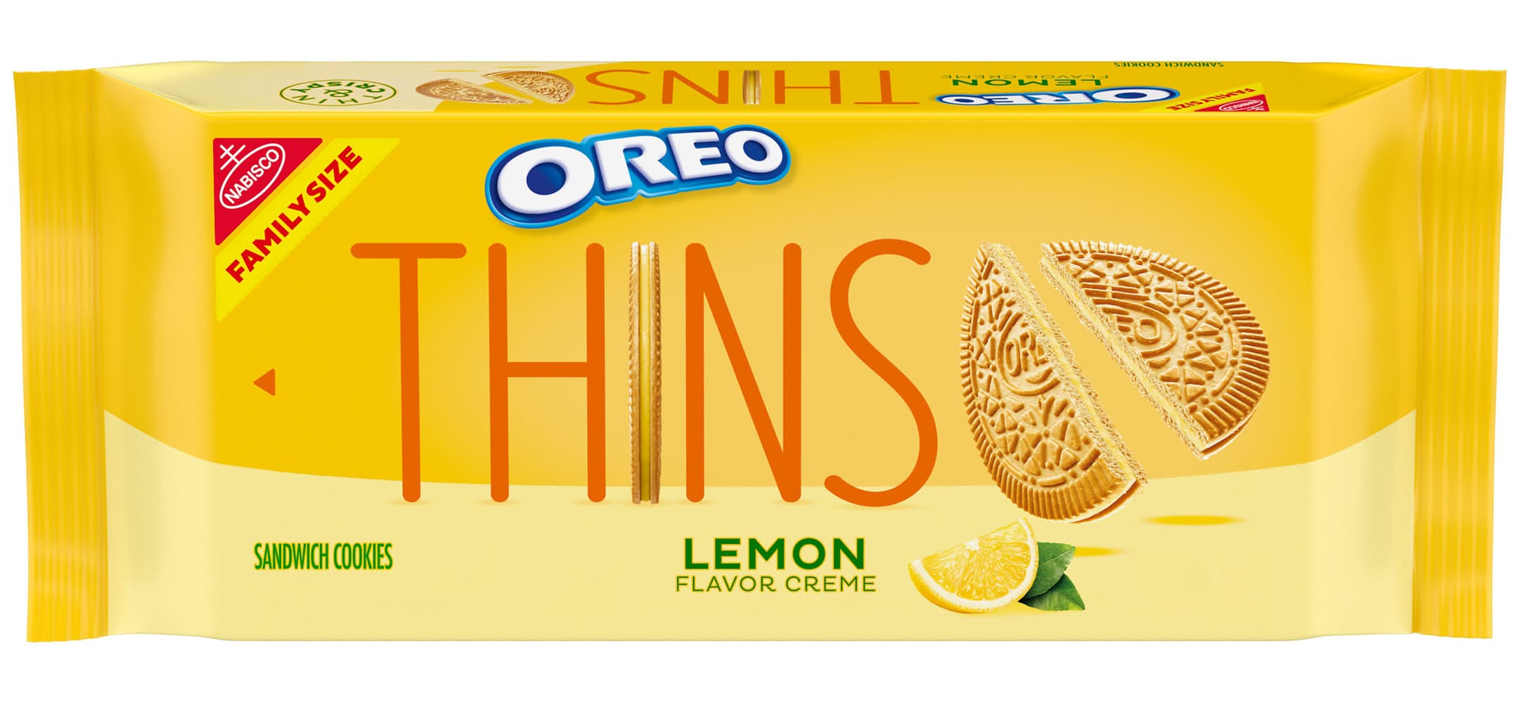 Oreo Thins Creme Sandwich Cookies Family Size, Lemon (11.78 oz)