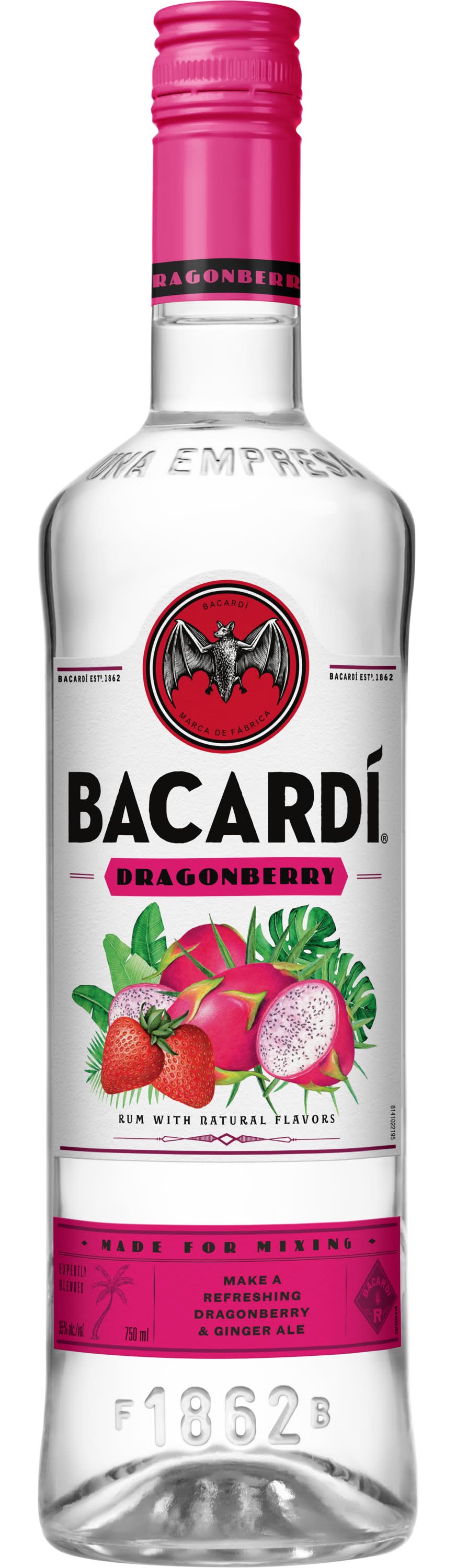 Bacardí Flavoured Rum, Dragonberry, 1862 (750 ml)