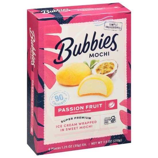 Bubbies Passion Fruit Mochi Ice Cream (6 ct)