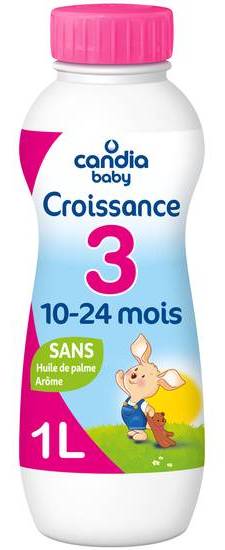 Candia baby croissance 3 bp 1l  - lait de suite pour nourrissons à partir de 10 mois et aliment lacté liquide destiné aux enfants en bas âge