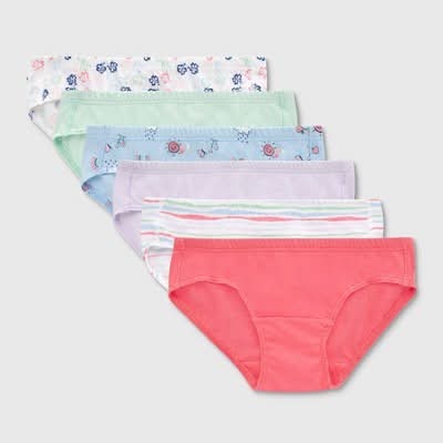 Hanes Organic Cotton Hipster Underwear, Women, Toddler, Assorted (6 ct)