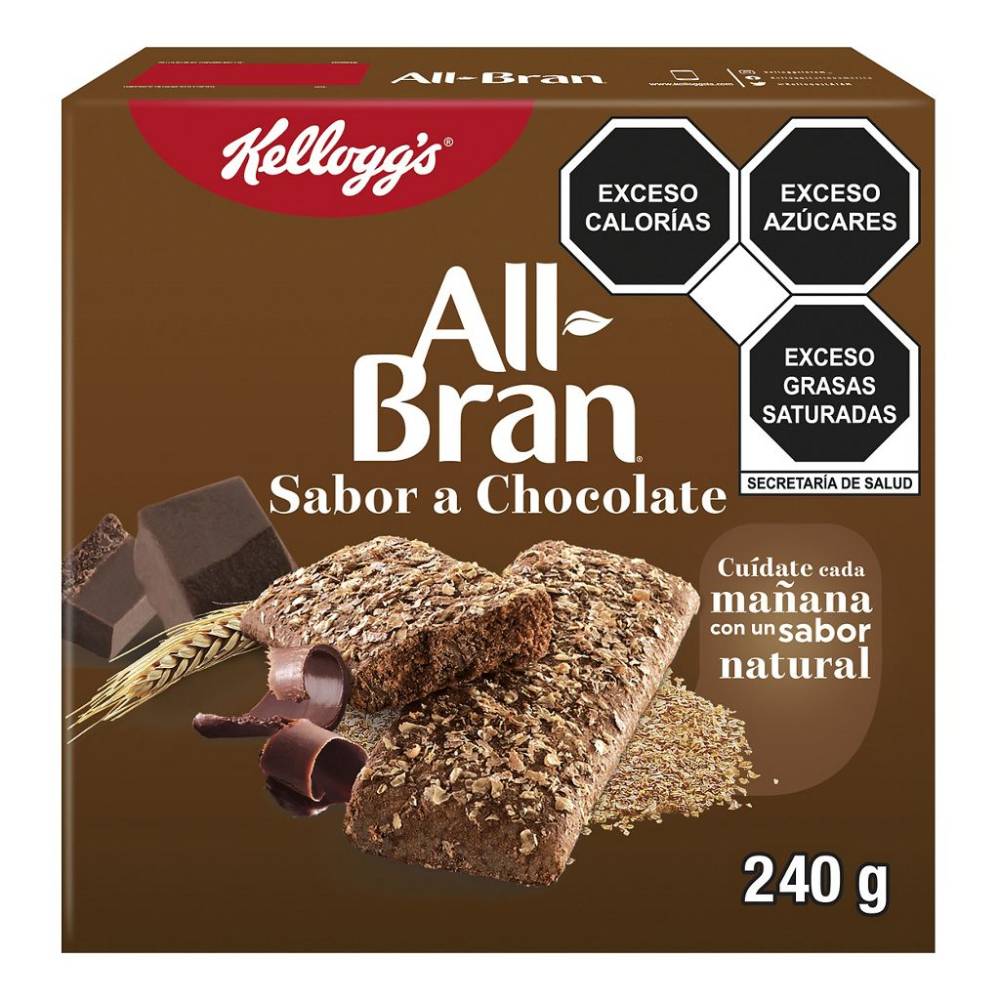 All-Bran · Barras de salvado de trigo, chocolate (6 un)