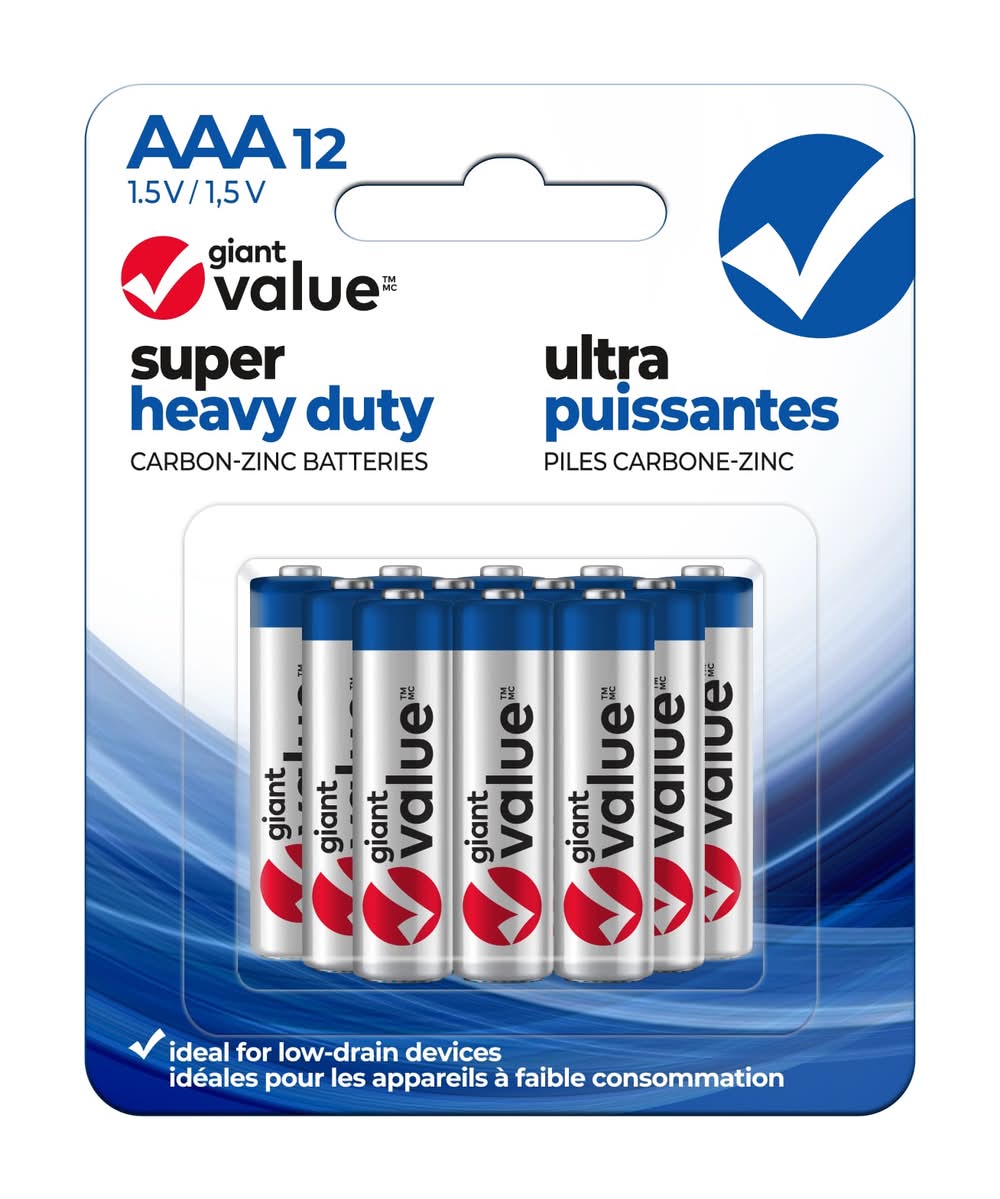 Giant Value Super Heavy Duty Aaa Batteries (12 ct)