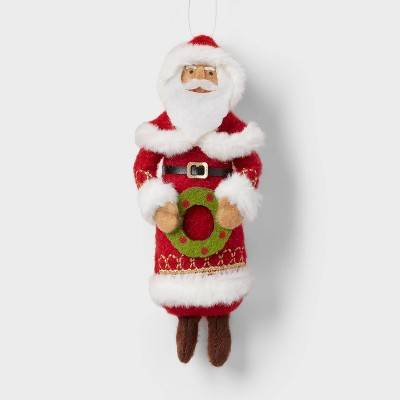 Wondershop Fabric Santa Holding Wreath Christmas Tree Ornament