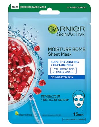 Garnier Pomegranate, Moisture Bomb Hydrating Sheet Mask For Dehydrated Skin (28g)