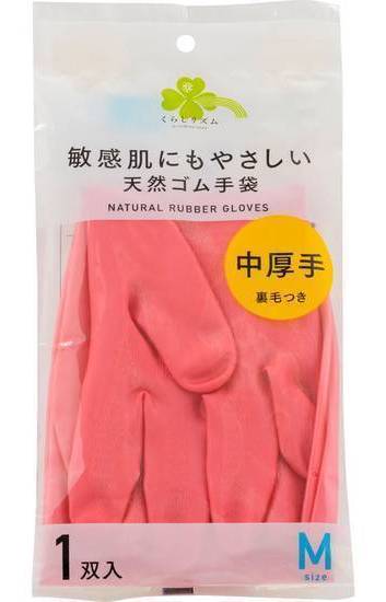 くらしリズム敏感肌天然ゴム手袋中厚手Ｍ１双:4582451692899