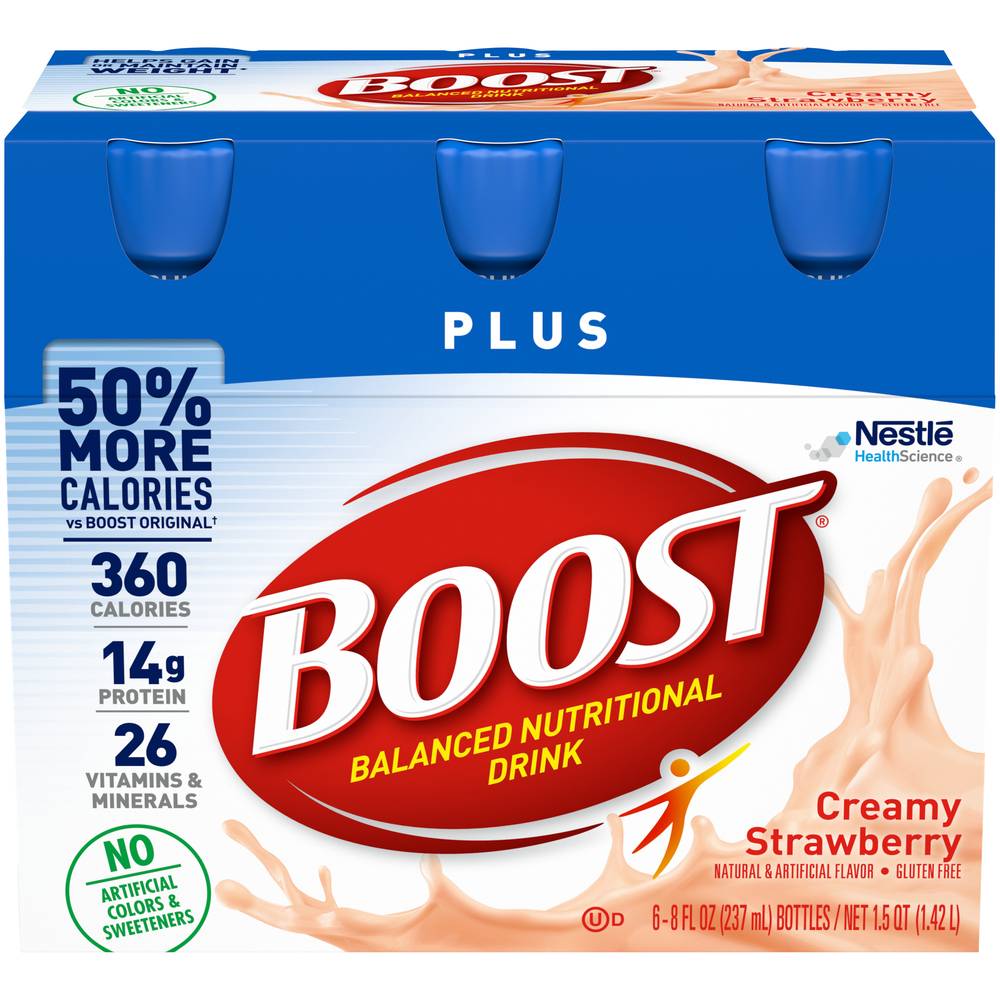 Boost Plus Creamy Strawberry Complete Nutritional Drink (6 ct, 8 oz)