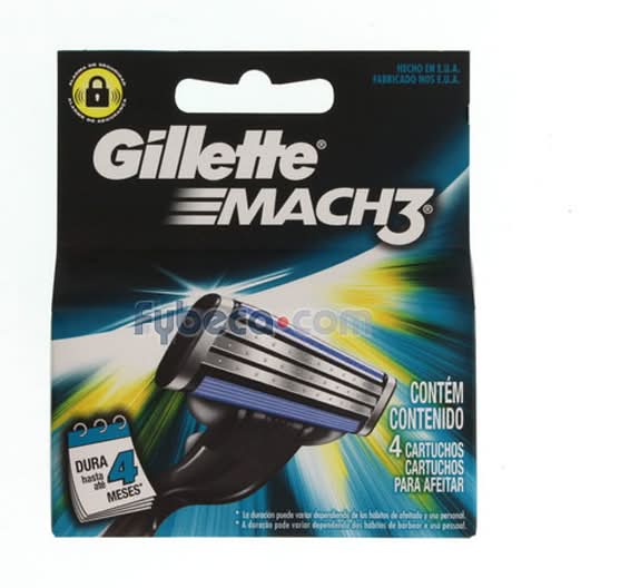 Afeitado Repuesto Maq Gillette Mach 3 X4