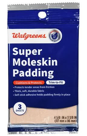 Walgreens Moleskin Padding, 4.62 in x 3.37 in (3 ct)