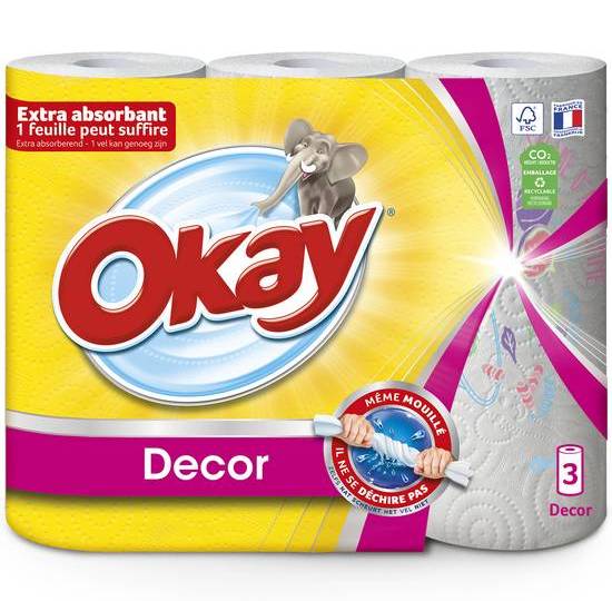 Okay essuie-tout décor (3 rouleaux)