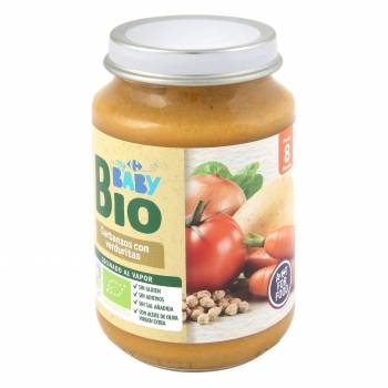 Tarrito de garbanzos con verduritas desde 8 meses ecológico Carrefour Baby Bio 200 g