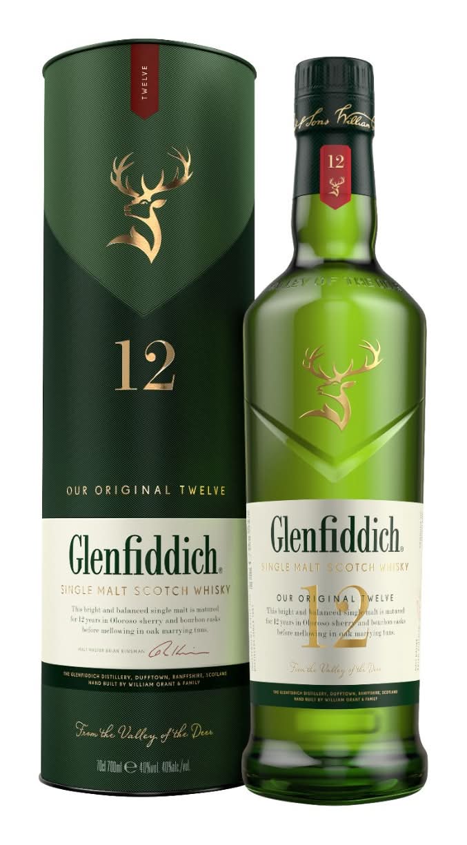 Glenfiddich 12 Year Old Single Malt Scotch Whiskey (700 ml)