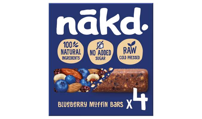 Nākd Raw Fruit & Nut Bars Blueberry Muffin 4 x 35g