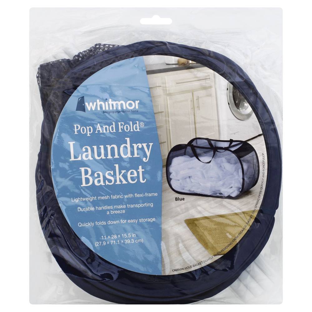 Whitmor Pop and Fold Blue Laundry Basket (2.65 lbs)