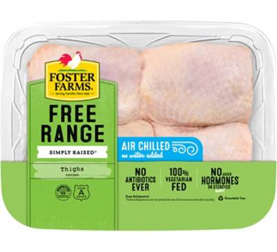 Foster Farms Simply Raised Chicken Thighs Bone In No Antibiotic Ever - 2.50 Lb