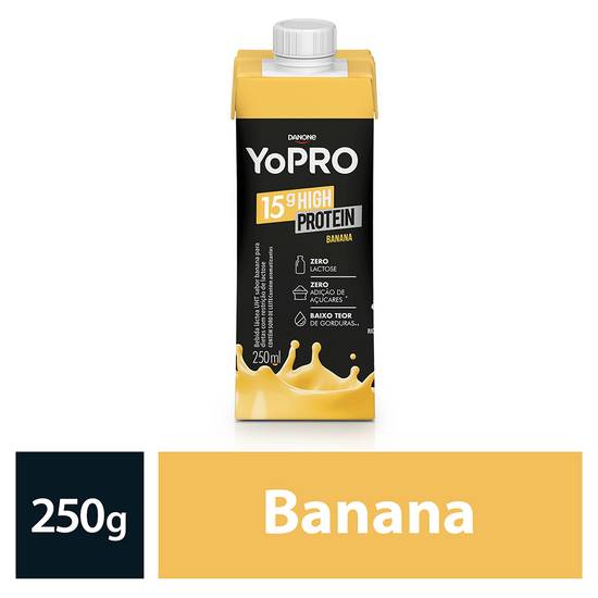 Yopro bebida láctea uht sabor banana zero lactose (250 ml)