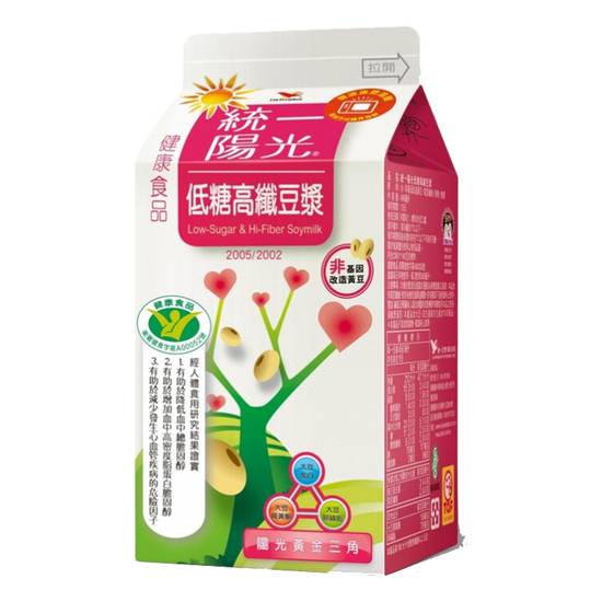 *統一陽光低糖高纖豆漿400ml(盒)