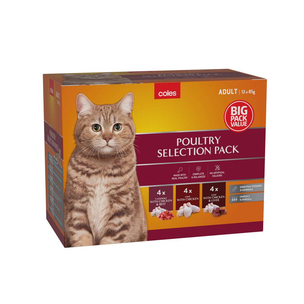 Coles Cat Food Pouch Poultry Variety 12x85g 12 pack