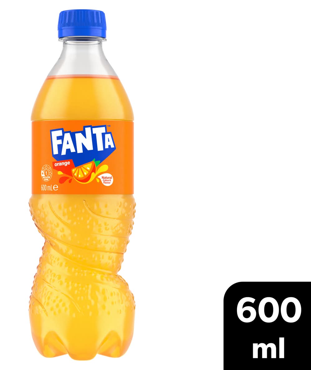 Fanta Flavoured Soft Drink, Orange (600mL)