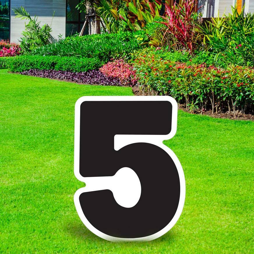 Black Number (5) Corrugated Plastic Yard Sign, 24in