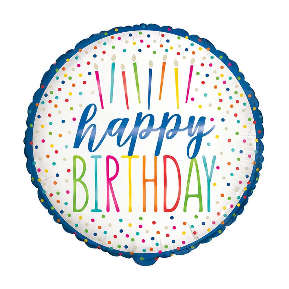 18-In. Foil Silver Style Happy Birthday Balloon