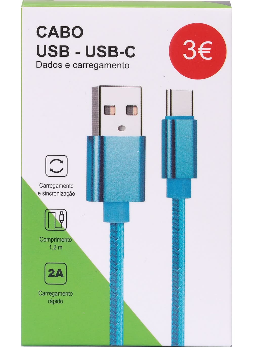 Cabo de Dado Type-C Telemóvel 120cm