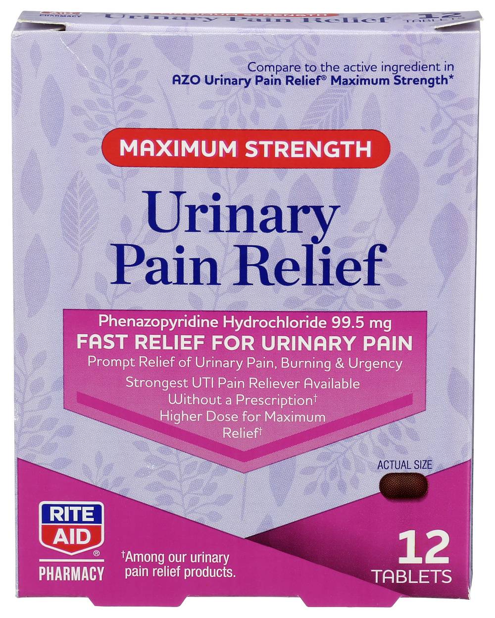 Rite Aid Maximum Strength Urinary Pain Relief Tablet - 12 Ct