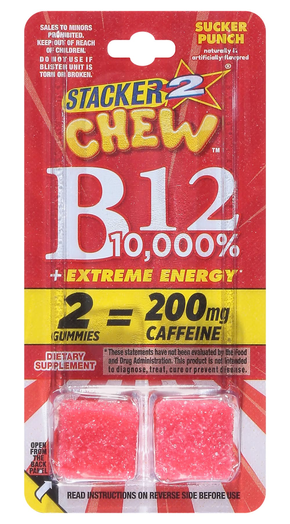 Stacker 2 Chew Extreme Energy Gummies, Sucker Punch (2 ct)