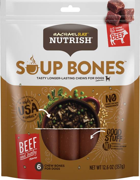 Rachael Ray Nutrish Soup Bones Dog Treats, Beef & Barley Flavor (6 ct)