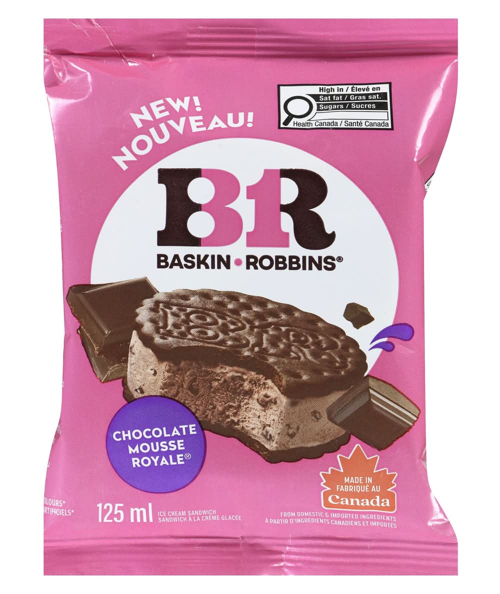 Baskin-robbins sandwich à la crème glacée - ice cream sandwich, mousse royale au chocolat (125ml)