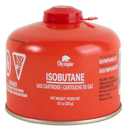 Olympia Isobutane Propane Fuel Canister Easy Use For Camping Tin