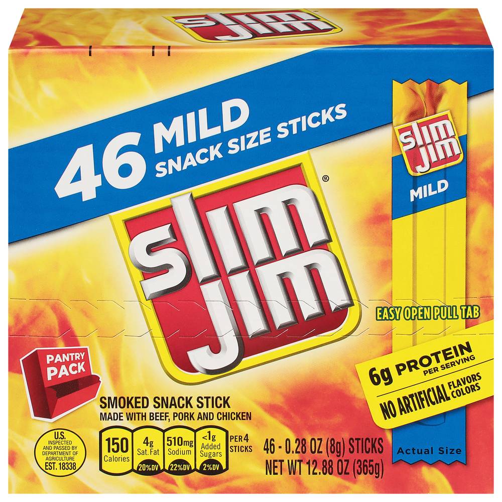 Slim Jim Mild Beef Jerky Snack Size Stick (12.88 oz)