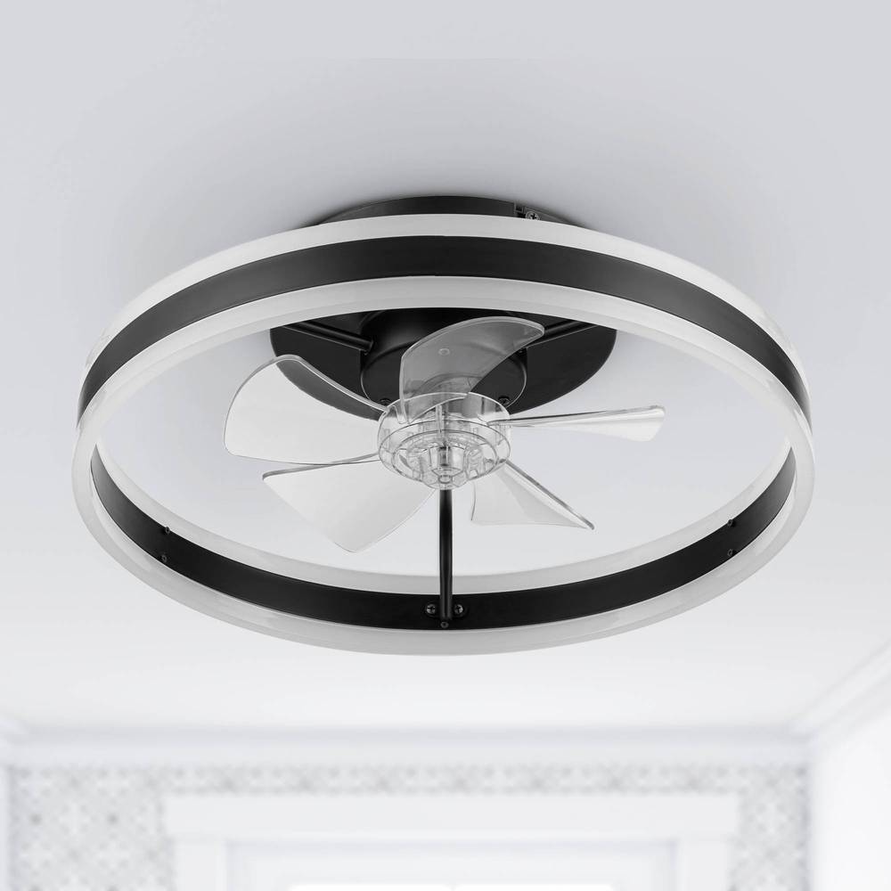 Harbor Breeze Edenmore 20-in Color-Changing Integrated LED Flush Mount Matte Black with Clear Blades Fandelier Ceiling Fan With Light - Remote Included ( 5 -Blade ) | 43322