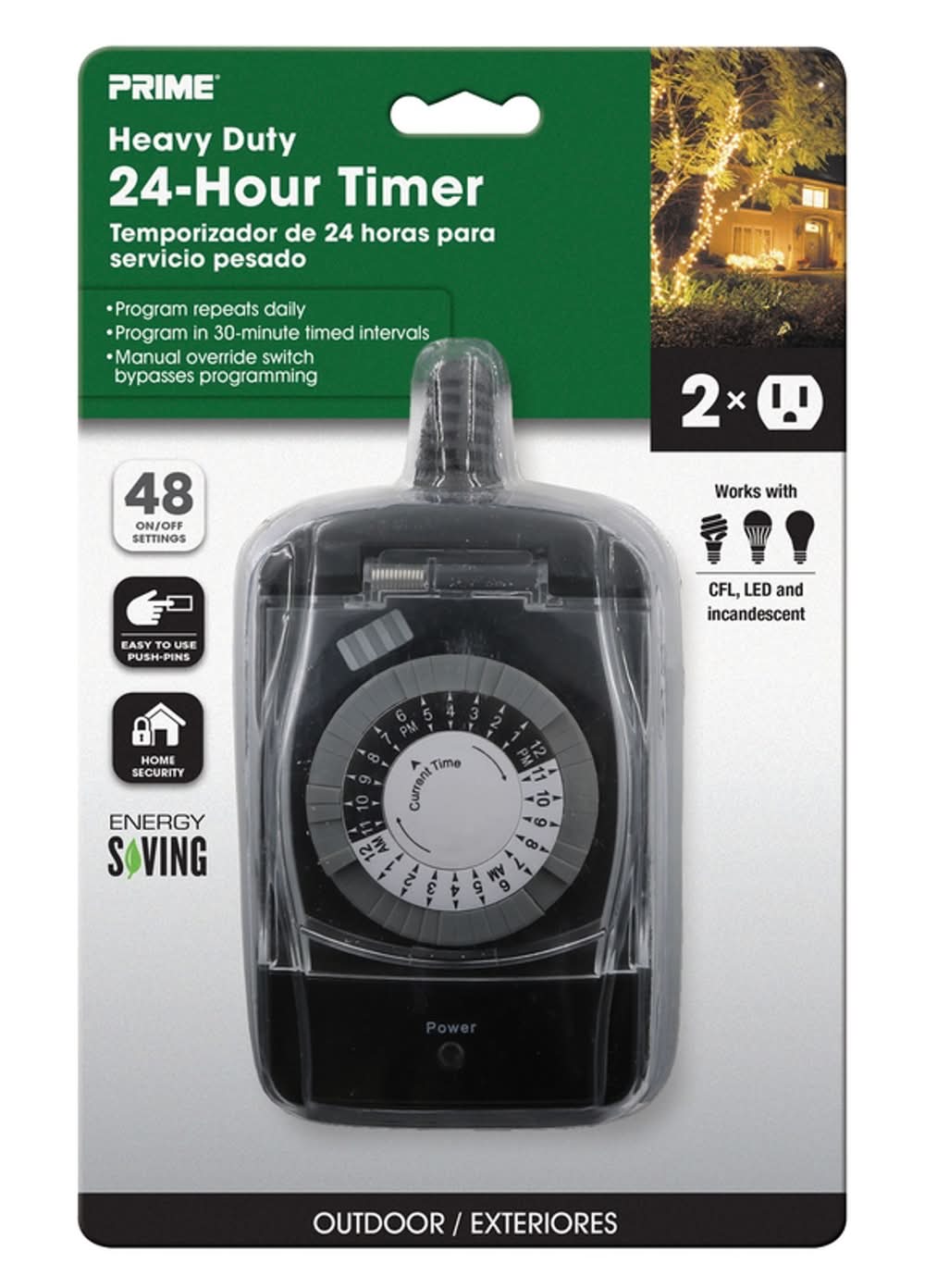 Prime Outdoor Mechanical Timer 125 V Black
