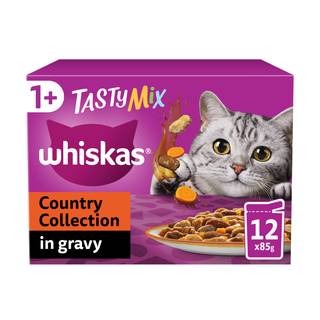 Whiskas 1+ Country Collection Mix Adult Wet Cat Food Pouch in Gravy 12 x 85g