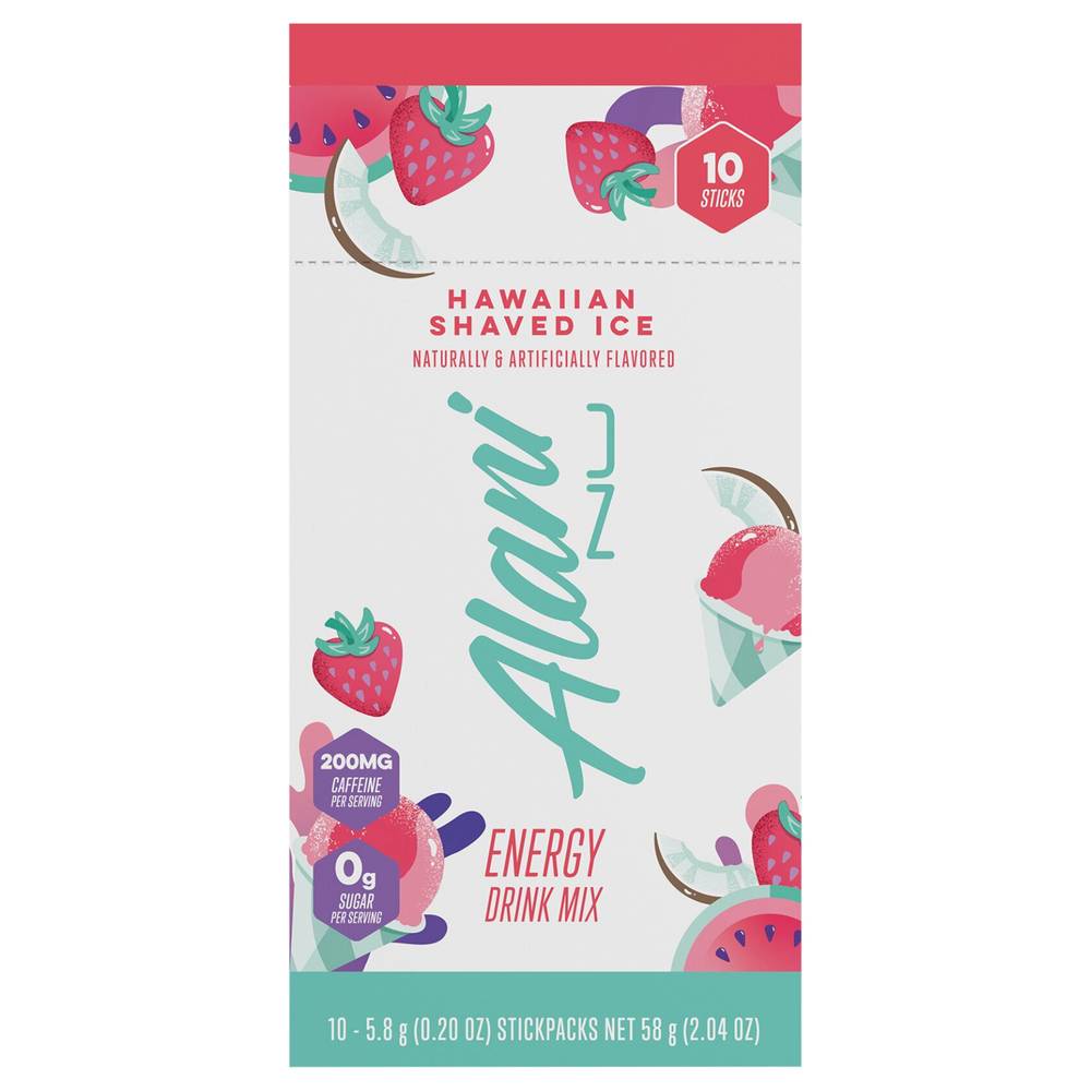 Alani Nu Energy Drink Mix Sticks, Hawaiian Shaved Ice (2.04 oz, 10 ct)