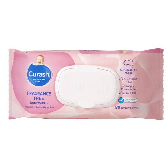 Curash Baby Wipes Fragrance Free (80 Pack)