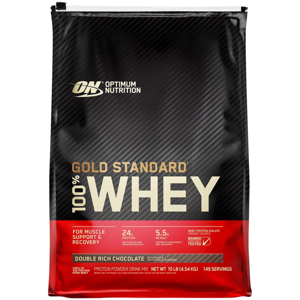 Gold Standard 100% Whey Protein Powder – Double Rich Chocolate (10 Lbs./149 Servings)