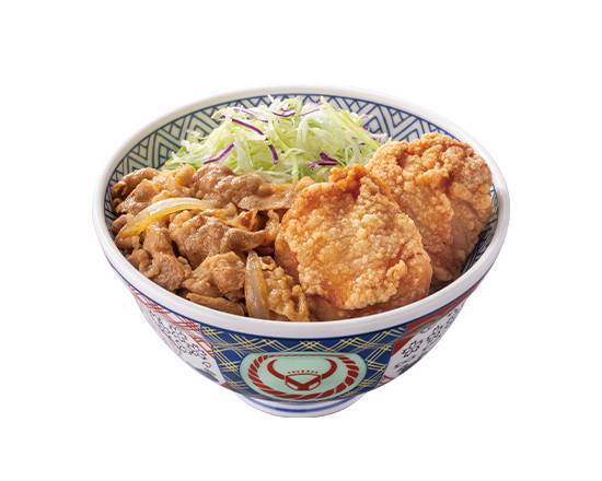 から牛 Fried Chicken Beef Bowl