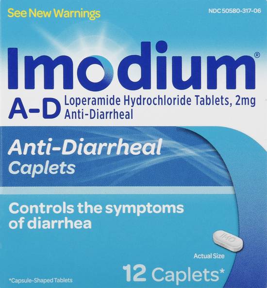 Imodium Ioperamide Hydrochloride 2 mg Anti-Diarrheal Caplets (12 ct)
