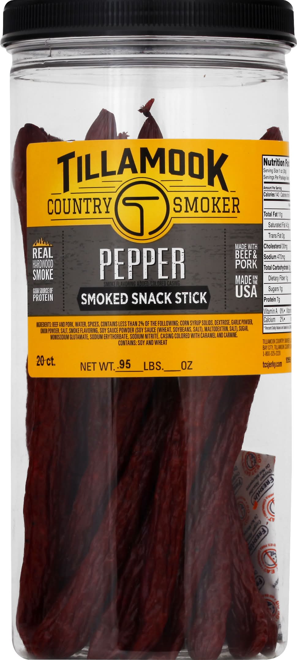 Tillamook Country Smokers Real Hardwood Smoked Pepper Snack Stick (0.95 oz, 20 ct)